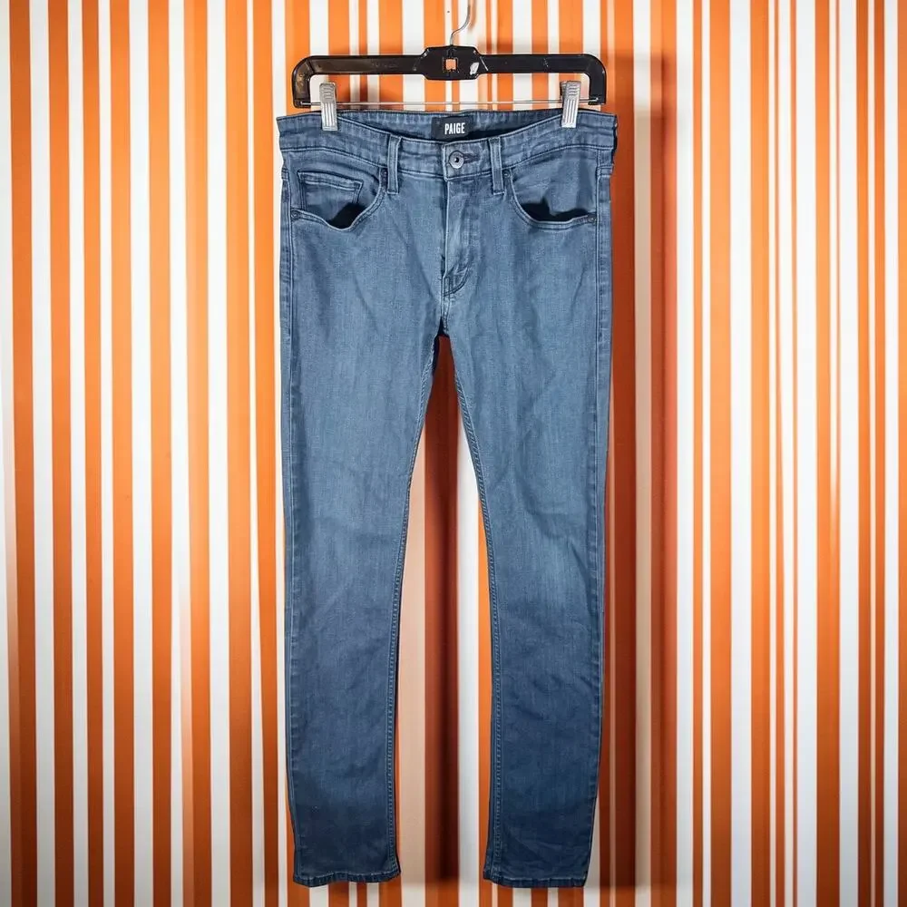 PAIGE Men's 29 Lennox Skinny Stretch Jeans Rowan Coated Dusty Blue m653734